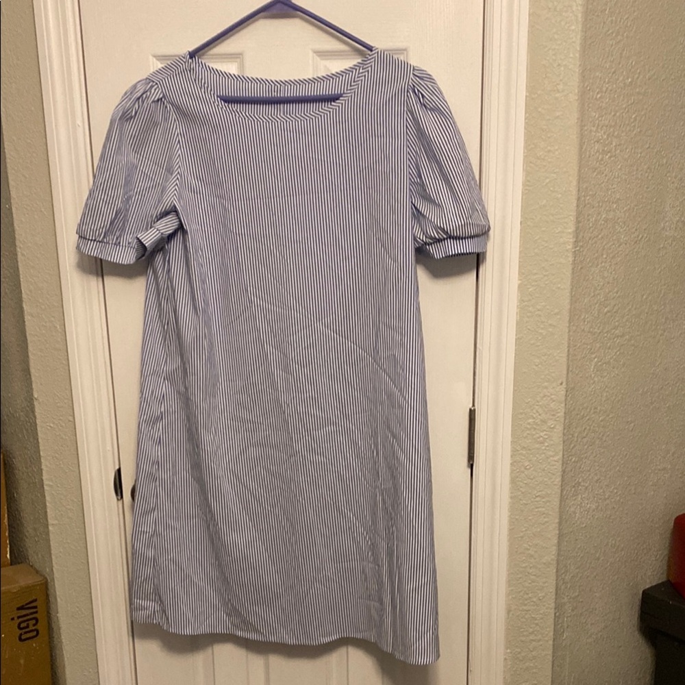 SHEIN Blue and White Striped Fabric